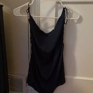 Aritzia Black Asymmetrical Tie Front Camisole